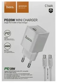 Сетевое зарядное устройство HOCO  Premium C146A + кабель Type-C - Type-C