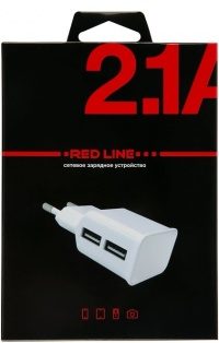 СЗУ Red Line выход на 2 USB (модель NT-2A) 2100 mA (white)
