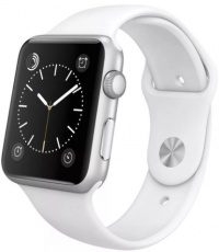 Умные часы Apple Watch Sport 42мм A1554, корпус из серебристого алюминия, спортивный ремешок белого цвета