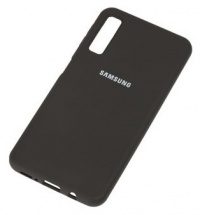 Накладка оригинальная Silicone cover Samsung Galaxy A7 (2018) (silky & soft-touch) (black)