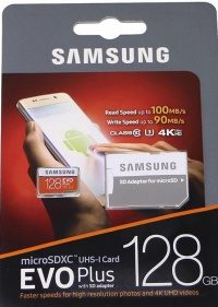 Карта памяти Samsung EVO PLUS microSDXC 128Gb Class10 + SD adapter