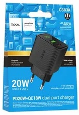 Сетевое зарядное устройство HOCO  Premium CS83A 20Вт QC3.0 + кабель [Type-C - Type-C]